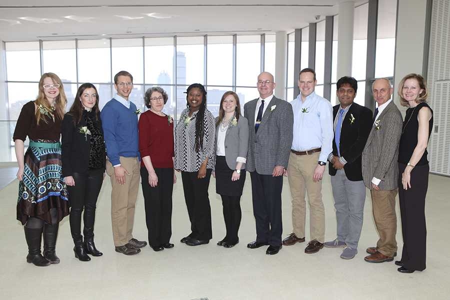 (Left to right) Michele Harris, Victoria Wyslouch, Kevin Schlaufman, Barbara Peskin, Pia Handsom, Meghan Devaney, Michael Richard, Sebastian Will, Abhishek Banerjee, Peter Dourmashkin, and Carol Breen