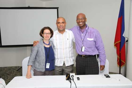Left to right: Professor Deborah Ancona, Prime Minister Laurent Lamothe, Professor Michel DeGraff