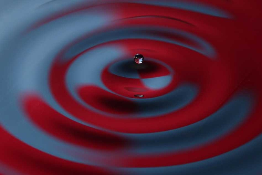 Close-ups of an experiment conducted by John Bush and his student Daniel Harris, in which a bouncing droplet of fluid was propelled across a fluid bath by waves it generated.