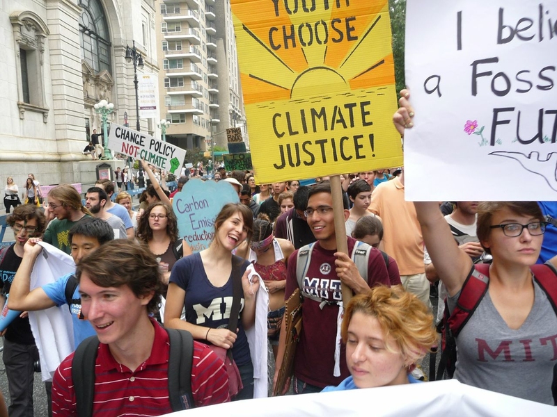 MIT students march in the People's Climate March in New York City on Sunday, Sept. 21.