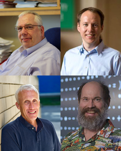 Clockwise from top left: Charles Forsberg, NSE research scientist and executive director of the MIT Nuclear Fuel Cycle Project; Benoit Forget, associate professor of nuclear science and engineering; Alexander Slocum, the Neil and Jane Pappalardo Professor of Mechanical Engineering and a MacVicar Faculty Fellow; and Kord Smith, the Korea Electric Power Company (KEPCO) Professor of the Practice of N...