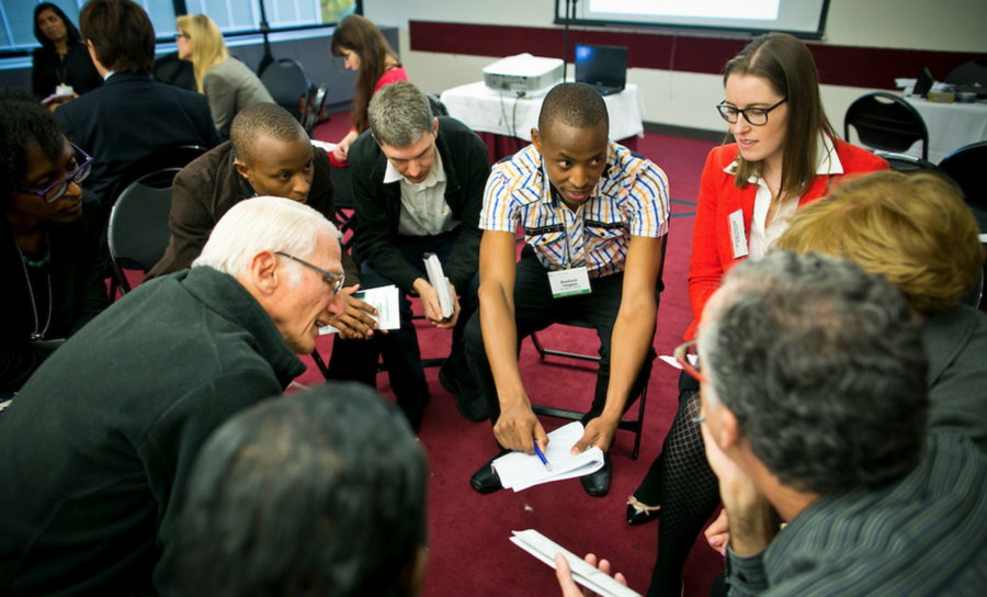 Osero Shadrack Tengeya from Kenyatta University, Kenya, discusses his team's winning proposal on biogas technology in interactive breakout sessions.