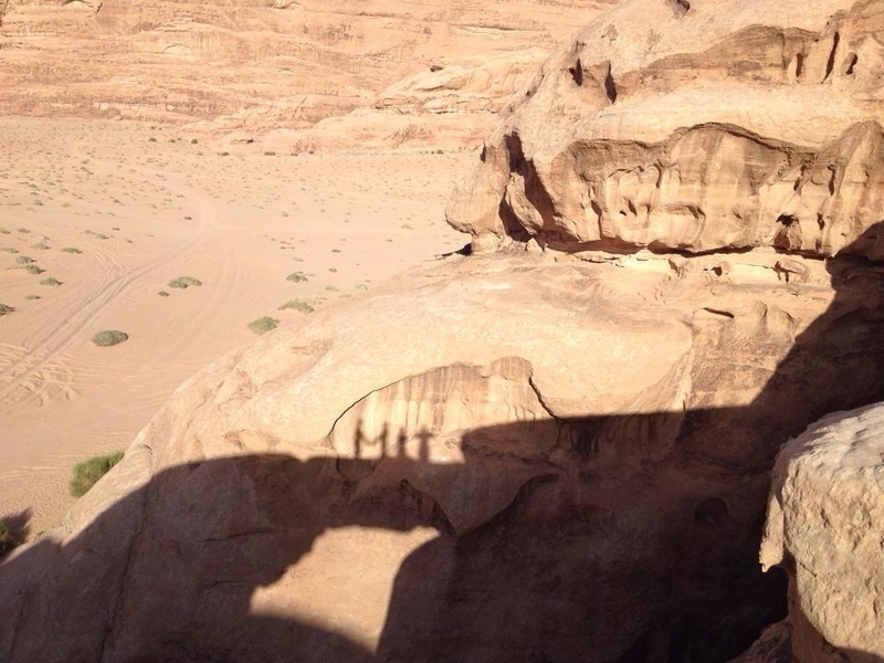 Four MISTI students' creative use of shadow won them a prize for this picture from the Jordanian desert.