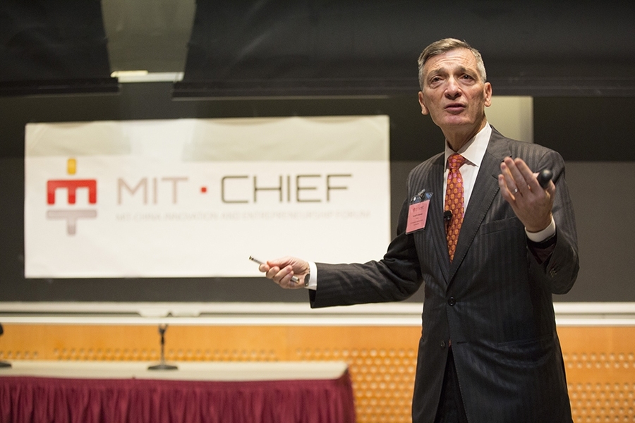 Keynote speaker, MIT professor Donald Sadoway, discusses the rise and challenges of his startup Ambri, which is developing a liquid-metal battery that provides much longer energy storage.