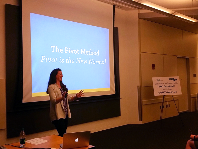 Jenny Blake presenting to MIT staff, graduates, and postdocs.