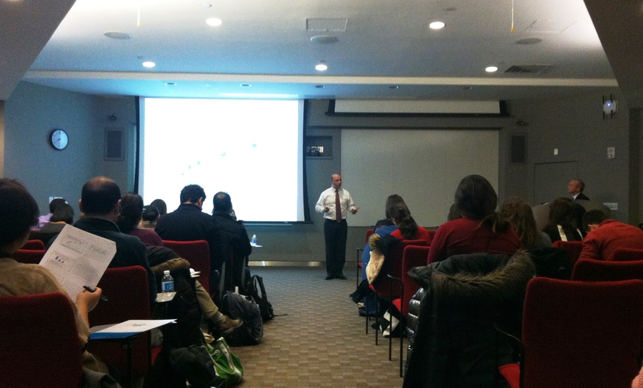 Lawrence Glazer and Steven Dimitriou presenting to MIT staff, students, and postdocs on Nov. 18.