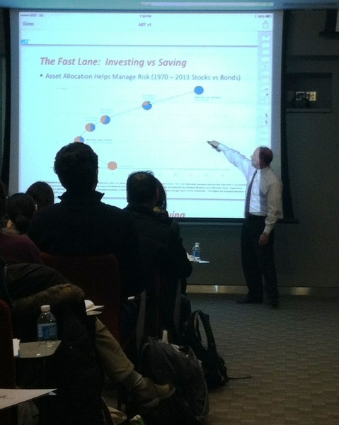 Lawrence Glazer and Steven Dimitriou presenting to MIT staff, students, and postdocs on Nov. 18.