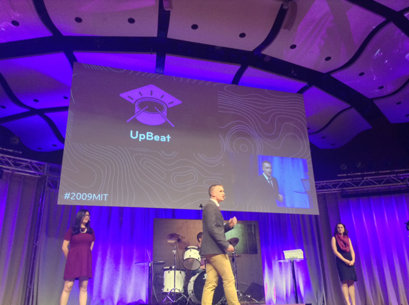 The purple team created a set of devices that can be attached to a drum kit, allowing a student to learn new riffs by following LED lights attached to each drum and cymbal. They could also record their performance and transcribe it into musical notation.