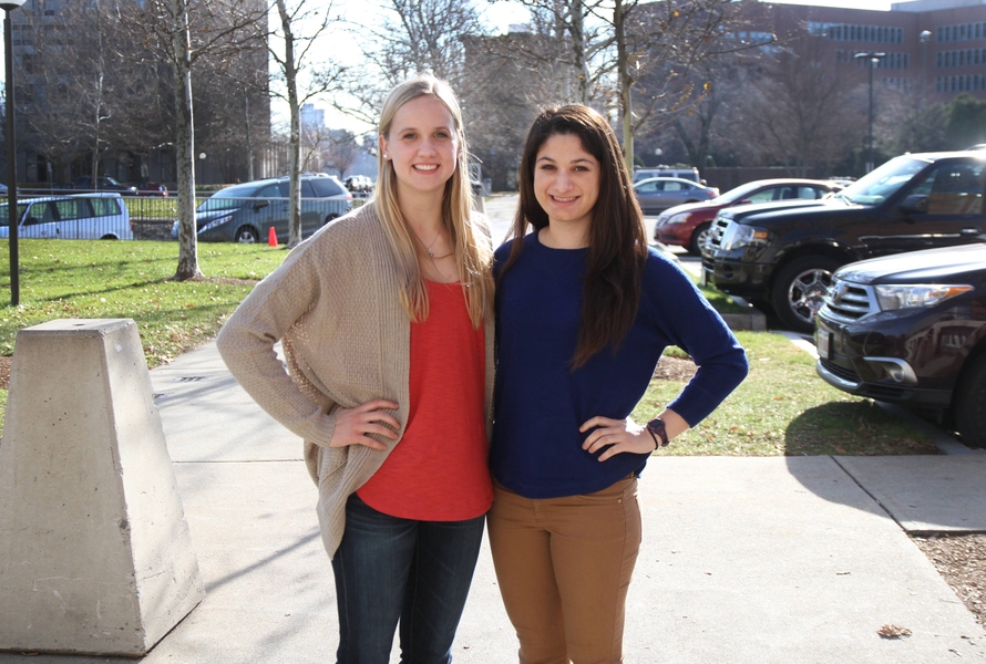 Sophomores Veronika Jedryka (left) and Teresa de Figueiredo are co-organizers of the new Tech Twinkles event, along with senior Jane He.