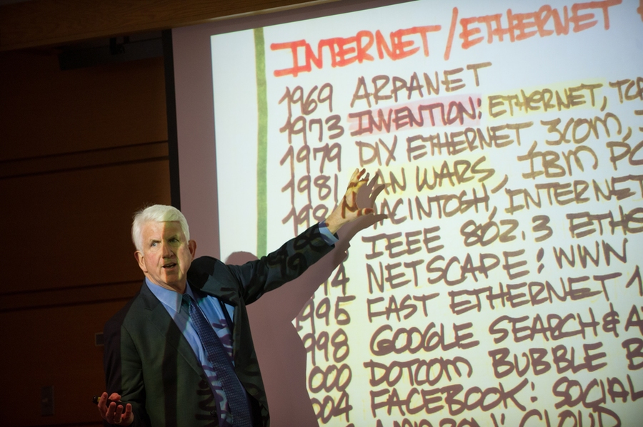 Ethernet co-inventor and 3Com founder Robert Metcalfe shared his wealth of experience as a leader in the rise of the digital age. 