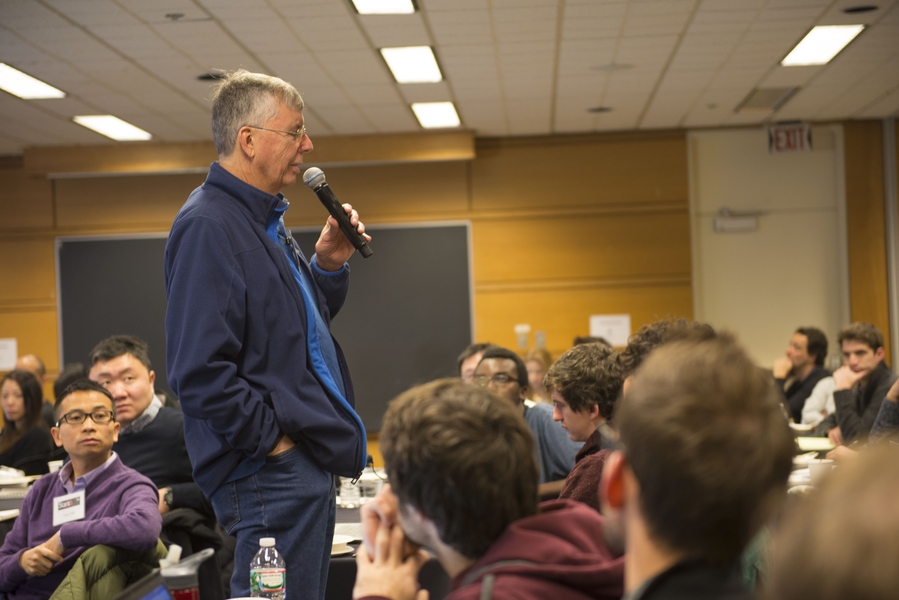 Michael Stonebraker, adjunct professor of computer science at MIT and co-director of the Intel Science and Technology Center, described his experience starting companies and took questions from the Start6 group.