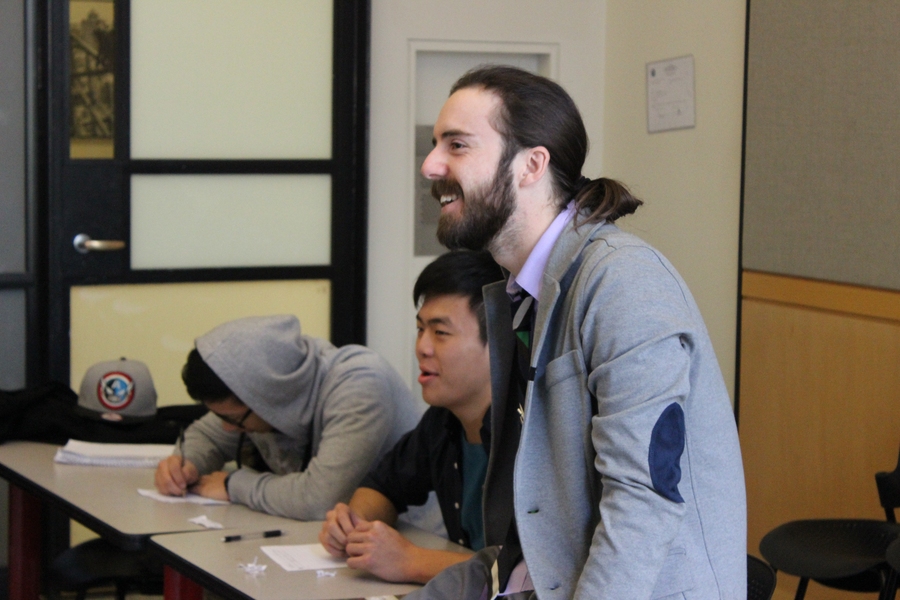 Instructor Ryan Marnane contributes to a discussion on professional skills.