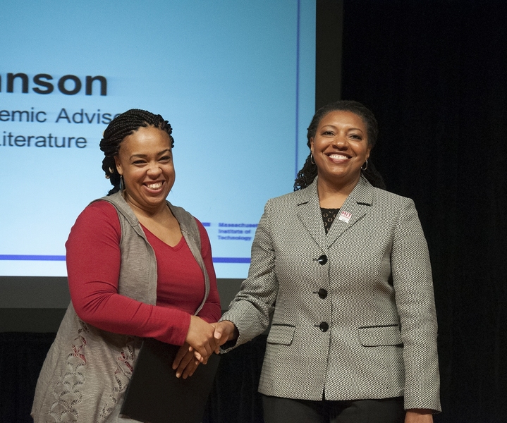 Lorraine Goffe-Rush (right) presents a Bringing Out the Best Award to Daria Johnson. 