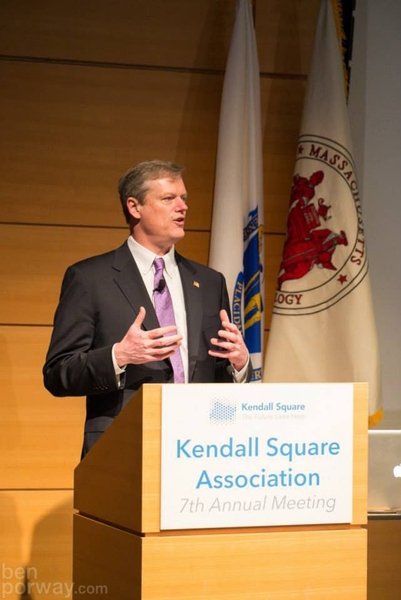 The Kendall Square Association held its seventh annual meeting Wednesday morning with guest speaker Massachusetts Gov. Charlie Baker.