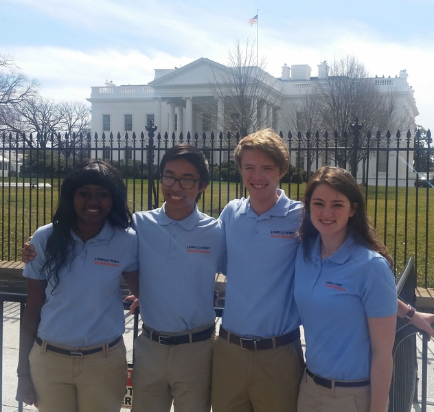Lemelson-MIT InvenTEAMS students get ready for the White House Science Fair: (l-r) Fanta Sinayoko, Jonathan Hernandez, Kristian Sonsteby, and Corine Peifer.