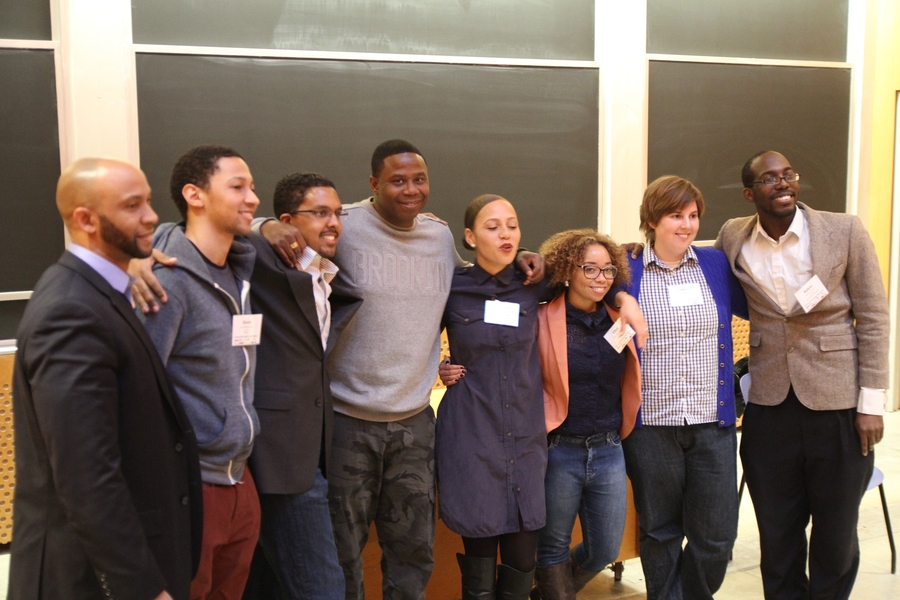 Members of the Black Graduate Student Association and the Academy of Courageous Minority Engineers with rap legend and entrepreneur Doug E. Fresh at the second annual Personal Branding Workshop.