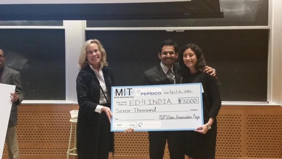 Team "ED4India" takes second place in the MIT Water Innovation Prize competition.
