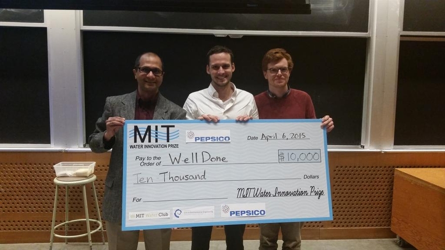 Team "WellDone" takes first place in the MIT Water Innovation Prize competition.