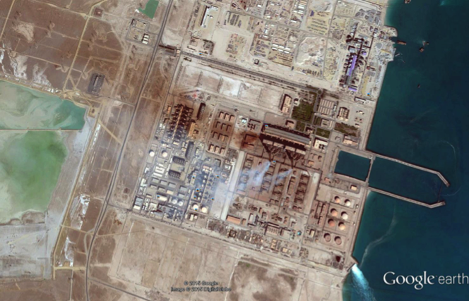 Satellite image of a desalination plant
