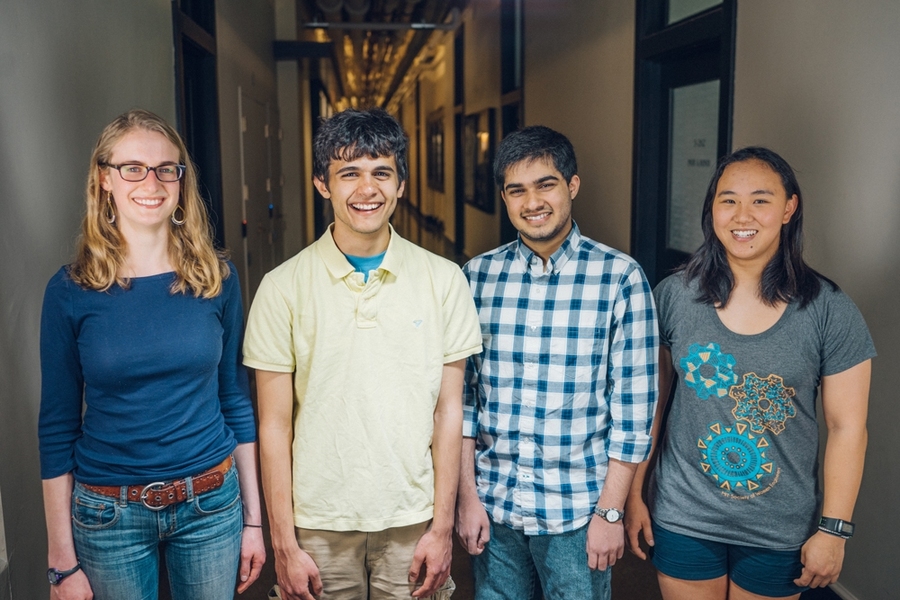 2015 MIT Goldwater Scholars: (l-r) Julia Page, Felipe Hernandez, Kaustav Gopinathan, Margaret Guo