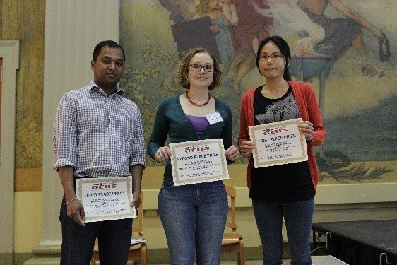 CEHS poster winners in the postdoc category included (left to right) Uthpala Seneviratne (third place), Kathryn Smith-Dupont (second place), and Kelly Chen (first place).