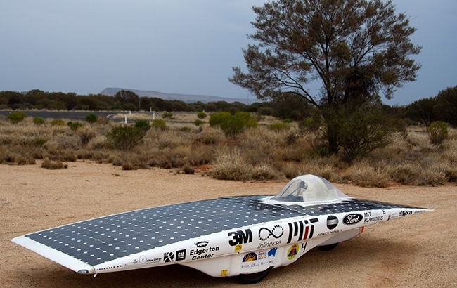 MIT's Solar Electric Vehicle Team vehicle at the Veoila World Solar Challenge in Australia.