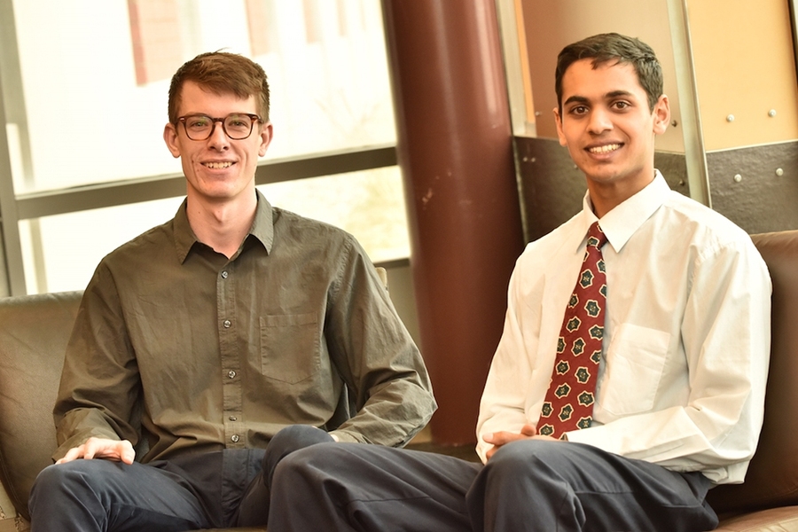 Joseph Barnett (left) and Stephen John of Western Michigan University are the 2015 $10,000 Lemelson-MIT "Cure it!" undergraduate team winners.