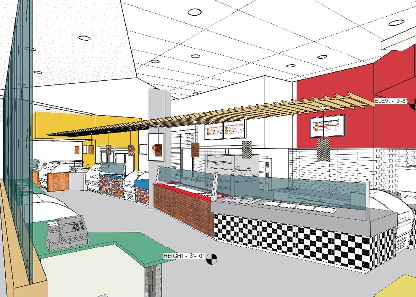 Rendering of the updated Forbes Family Café in the Stata Center