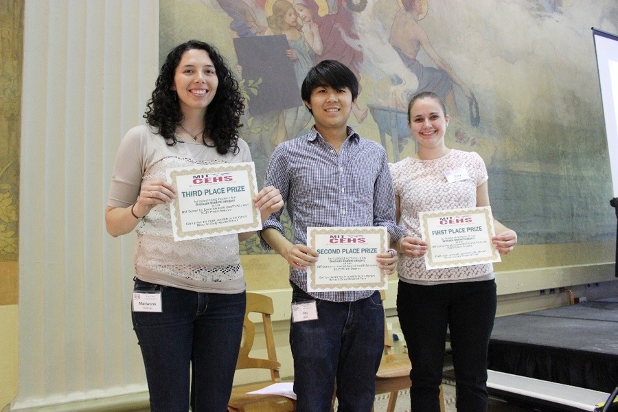 CEHS poster winners in the graduate student category included (left to right) Marianna Sofman (third place), Fei Chen (second place), and Amy Rabideau (first place).