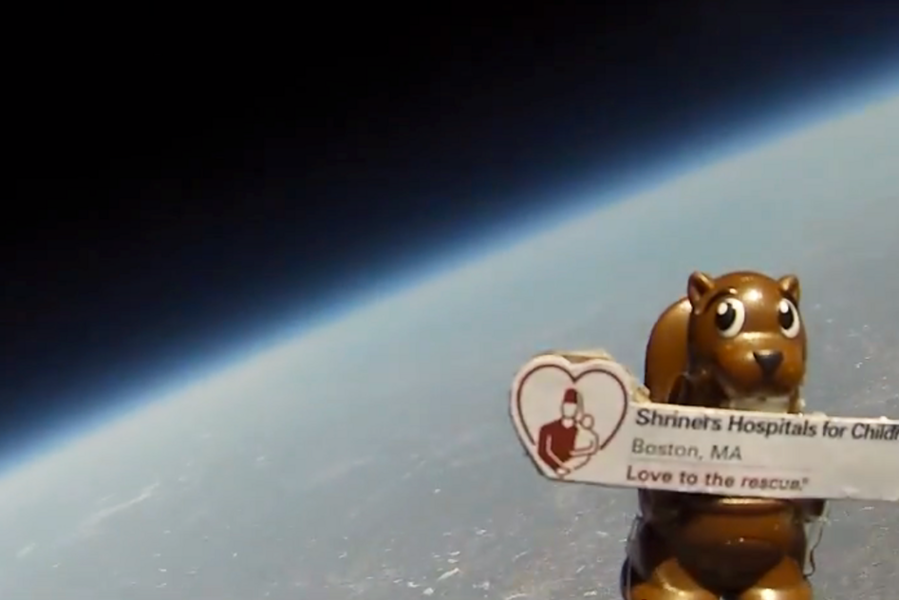 Tim the Beaver checks out the Earth's curvature from 20 miles up.