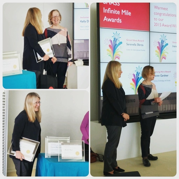 Serenella Sferza (left) and Deborah Fitzgerald at the 2015 SHASS Infinite Mile ceremony