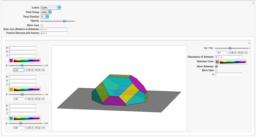 A Winterbottom shape is displayed in the WulffMaker software tool developed at MIT by materials science and engineering alumna Rachel Zucker PhD '15 and Professor W. Craig Carter.