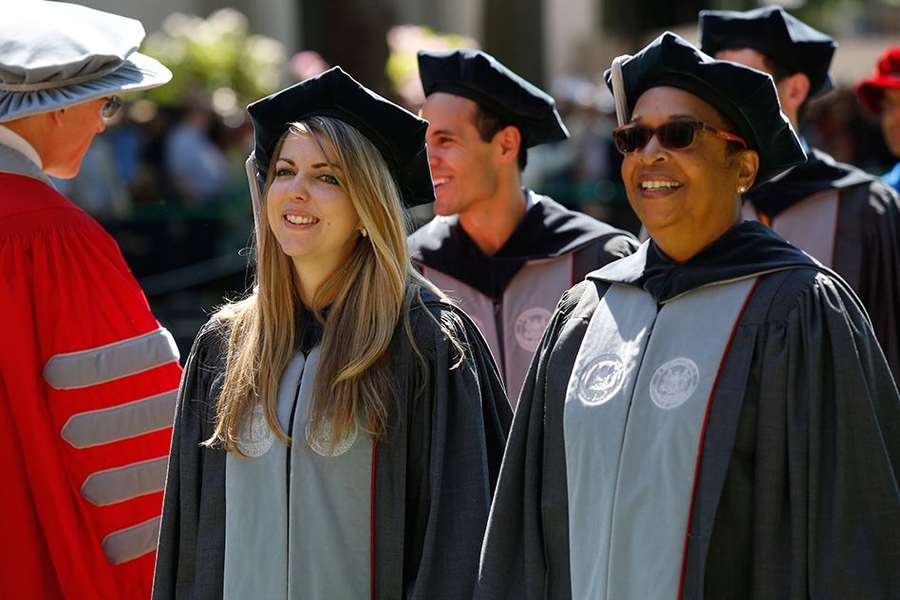 Members of the MIT Corporation march in the Commencement procession
