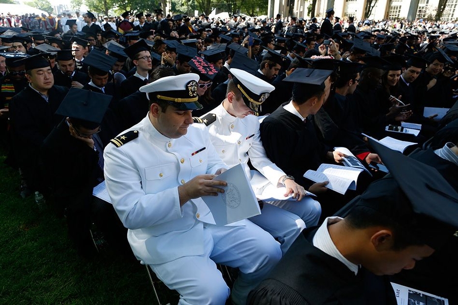 Students at graduation ceremony