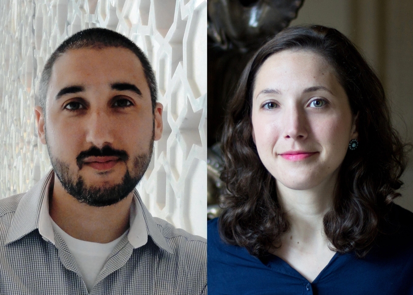 Michael Kubo (left), recipient of the Wyeth Fellowship, and Kelly Presutti, recipient of the Chateaubriand Fellowship and Minda de Gunzburg Center Fellowship