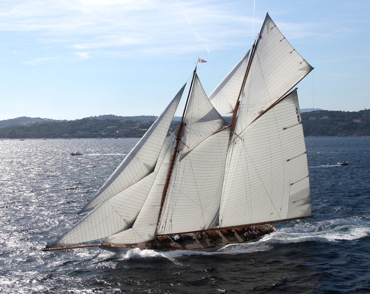 A replica of Herreshoff’s steel schooner yacht Elena, originally built in 1896.