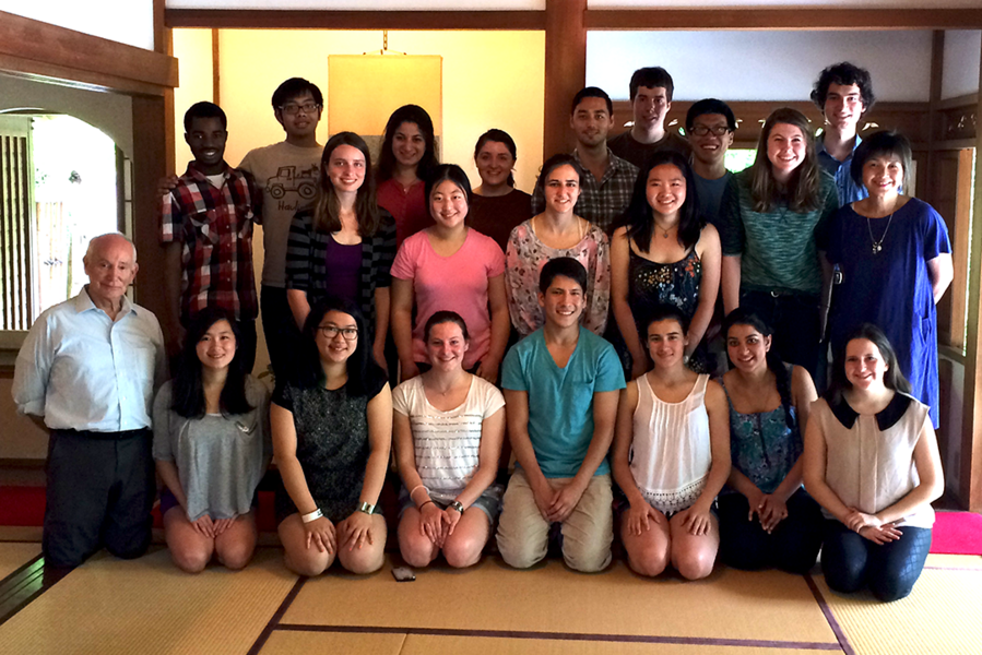 Professor Lionel Kimerling (far left) developed the Global Principles of Engineering Practice course that sends a group of MIT students to Japan each spring for a symposium. The symposium, held jointly with University of Tokyo, includes a tour of Japanese industrial, historic, and cultural sites. Students from the University of Tokyo also visit MIT in the fall.