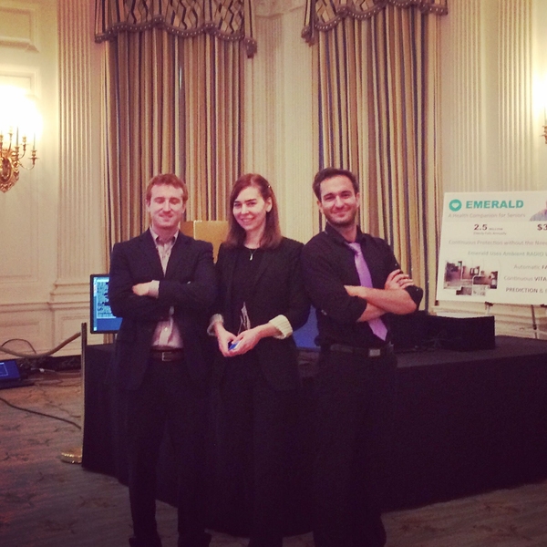 Left to right: Graduate student Zachary Kabelac, Professor Dina Katabi, graduate student Fadel Adib