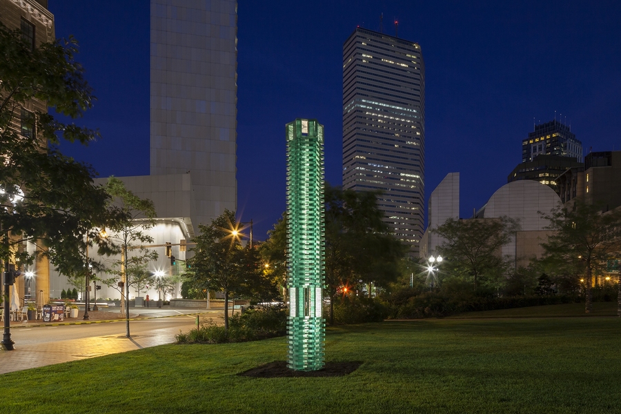 For her Design Biennial Boston project, "Techtonics of Transparency: The Tower," MIT lecturer Cristina Parreño constructed a tower from glass. “Glass been traditionally been used as an infill material, one that is rarely understood for its structural properties,” the Biennial site states.