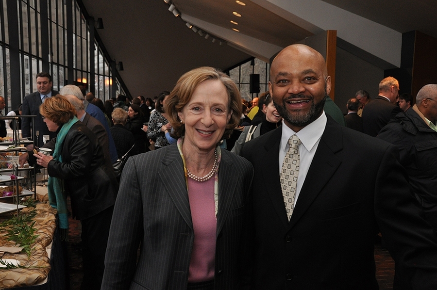 Former MIT President Susan Hockfield attends the reception with 2010 Serving the Client award recipient Thomas V. Stillwell.