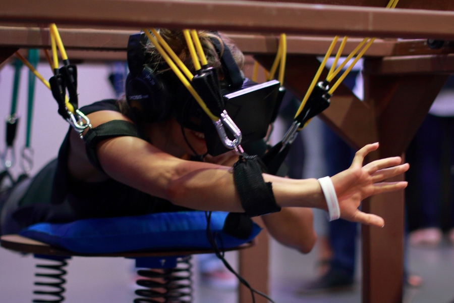 The exhibition at Arts on the Radar even gave attendees a chance to experience flying like a superhero thanks to an interactive virtual reality environment by 99 Fridays. 