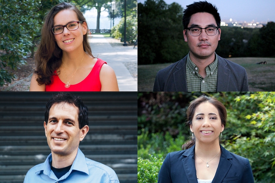 New faculty in the Department of Urban Studies and Planning: (clockwise from top left) Mariana Arcaya, David Hsu, Janelle Knox-Hayes, and Justin Steil.