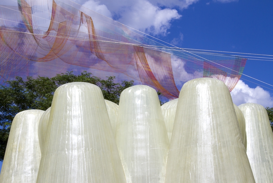 “Installations are opportunities to push experimental processes forward that might translate into new building innovations,” writes Joel Lamere on the website of his firm, GLD. Here, GLD used the opportunity to invent a new method for shaping forms that results in an incredibly light but rigid structure as thin as 2 mm in most places.