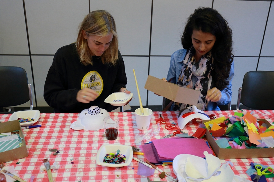 MIT students used tissue paper, sequins, googly eyes and other materials to transform masks into art full of personality and flair. The most creative mask won a free class at the Student Art Association. 