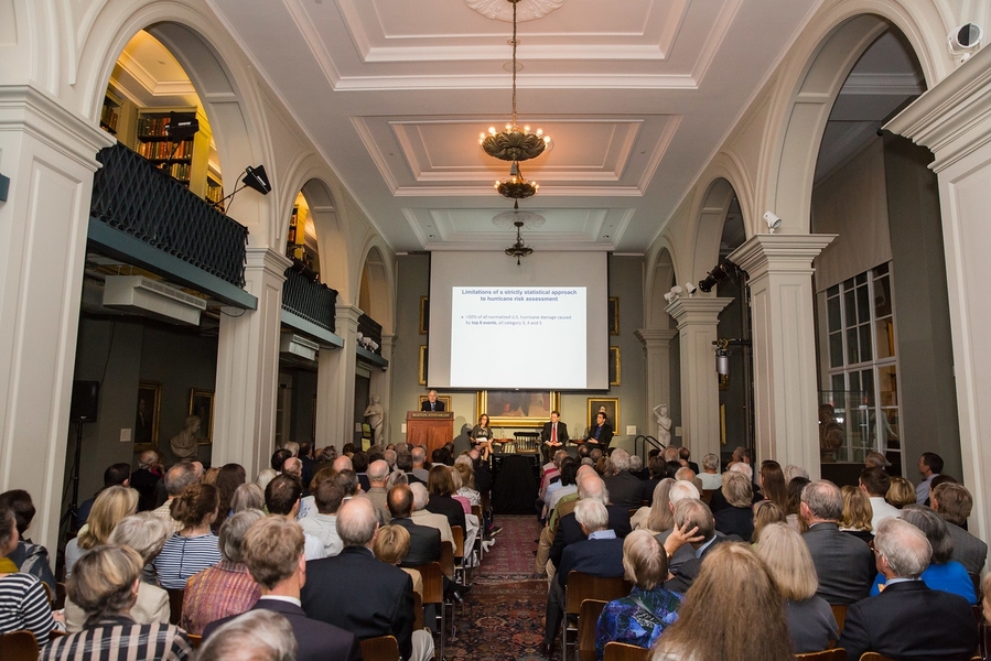 MIT faculty spoke about the effects of climate change at the Boston Athenaeum's "Sink or Swim" event. 