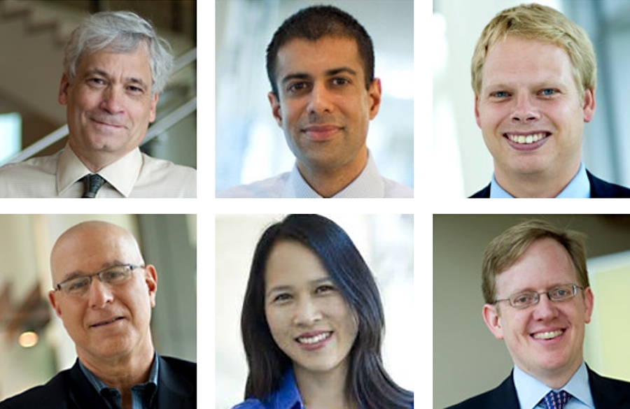 Symposium speakers included: (clockwise from top left) Roger Petersen, the Arthur and Ruth Sloan Professor of Political Science at MIT; Vipin Narang, MIT associate professor of political science; Richard Nielsen, MIT assistant professor of political science; Taylor Fravel, MIT associate professor of Political Science; Lily Tsai, MIT associate professor of political science; and Richard Samuels, th...