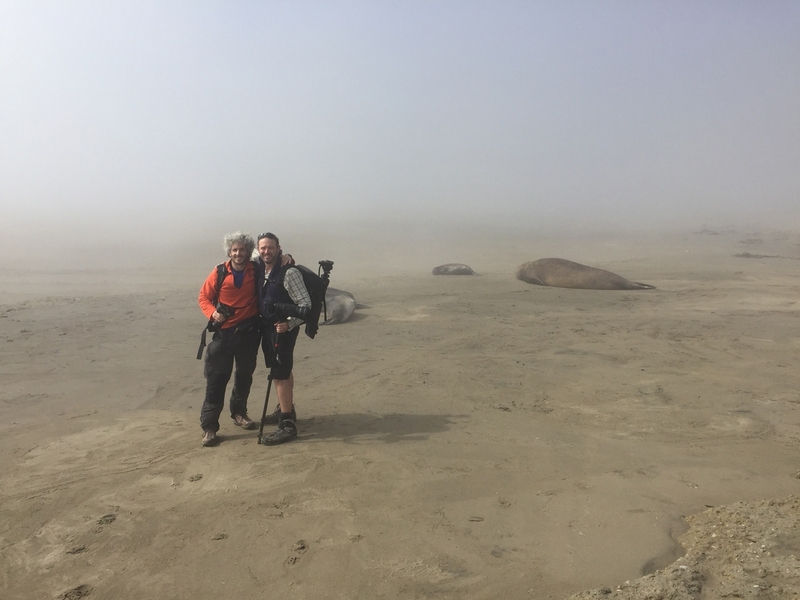 Keith Ellenbogen (left) and Allan Adams teach college students the art of conservation photography in Patagonia.