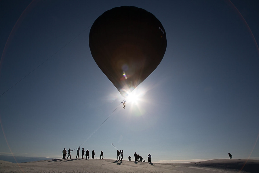 Tomás Saraceno launches "Aerocene" at the White Sands dunes.