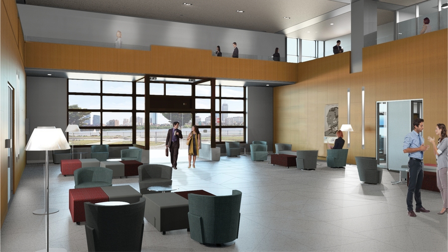 Architect’s rendering of the lobby of the Morris and Sophie Chang Building