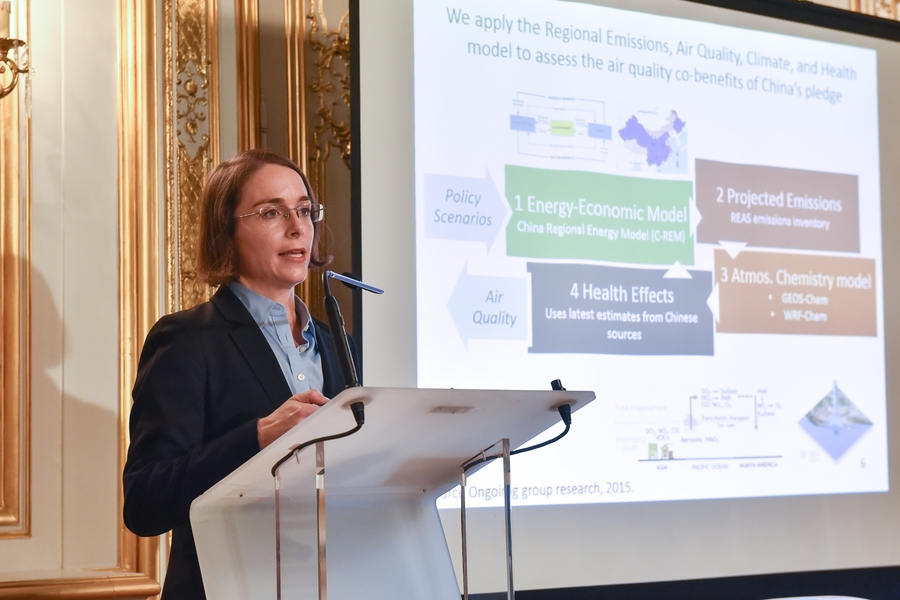 MIT Sloan School of Management Professor Valerie Karplus discusses implications of China’s climate and energy policies at an MIT Club of France event during COP21 in Paris. Karplus is also affiliated with the MIT Joint Program on the Science and Policy of Global Change.